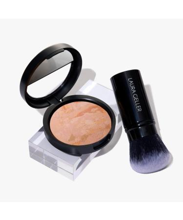 LAURA GELLER NEW YORK Baked Balance-n-Brighten Foundation with Retractable Airbrush Kabuki Brush Makeup Set Fair (2 PC)