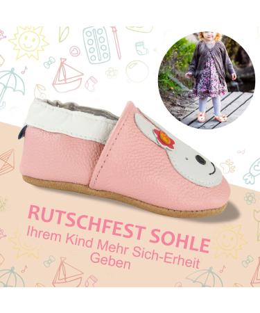 Soft Leather Baby Shoes | Non-Slip Rubber Soles | Newborn Cartoon Prewalker Sneakers - Pink Bunny | 12-18 Months - Buy Online on SooperMarket.com