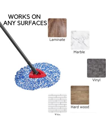 Microfiber Spin Mop Replacement Heads - 6 Pack for EasyWring RinseClean 2 Tank Bucket System - Buy Online on SooperMarket.com