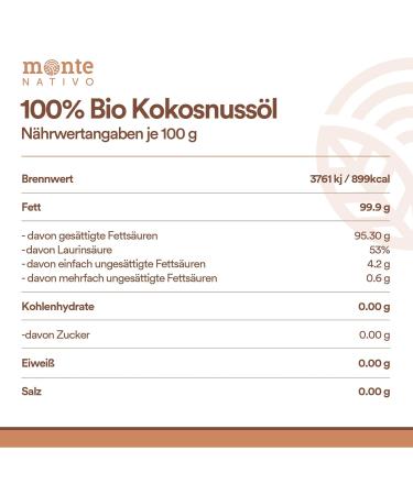 Organic Coconut Oil Montenativo 200ml - 1st Cold Pressed Premium Quality for Cooking Baking Hair & Skin - Natural & Raw - Buy Online on SooperMarket.com