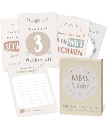 Mintkind milestone cards baby |Wonderful gift for birth |Baby milestone cards for girls and boy |32 Baby monthly tickets in the set for magical baby photos (forest)