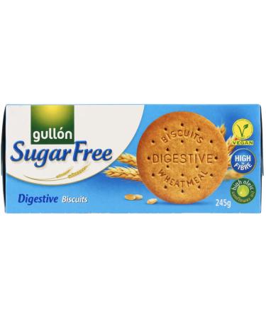 Gullon Sugar-Free Digestive Biscuits 5 x 245g - Vegan High Fiber No Added Sugar + 1 x Sugar Free Ice Lolly - Great For Diabetics & Healthier Life Style