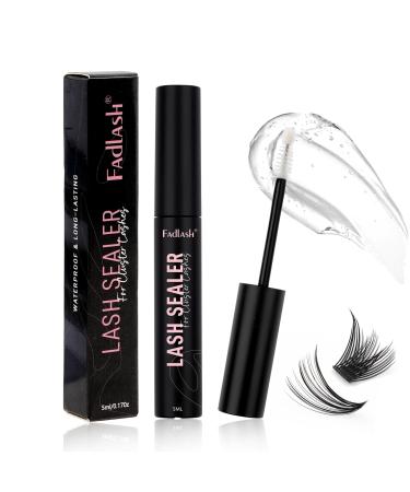 FADLASH Lash Sealant for Eyelash Extensions Lash Seal Overnight Lash Sealer for Cluster Lashes Long-Lasting Retention Lash Seal Lash Overnight Sealer Eyelash Sealer Coating (Clear 5ml) Lash Seal Clear