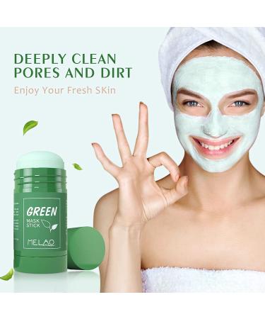 Green Tea Mask Stick for Face - Blackhead Remover with Green Tea Extract - Deep Pore Cleansing & Moisturizing Green Clay Mask - Purifying Formula for All Skin Types - Men and Women - Buy Online on SooperMarket.com
