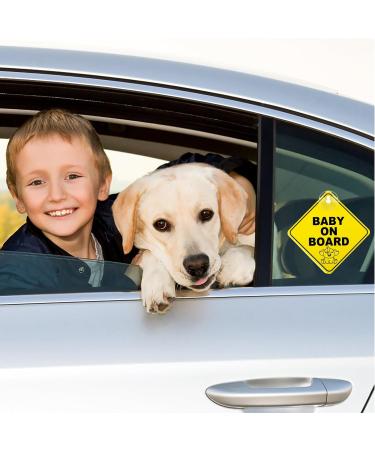 Bewudy 2 PCS Baby on Board Car Warning Sign - Elephant Design | Reusable Baby in Car Sticker with Suction Cups - Buy Online on SooperMarket.com
