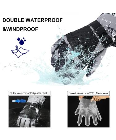 Buy 7-Mi Waterproof Winter Gloves for Boys 8-10 Years | Snow & Snowboarding Gear | Black Leather Cuffs - Buy Online on SooperMarket.com