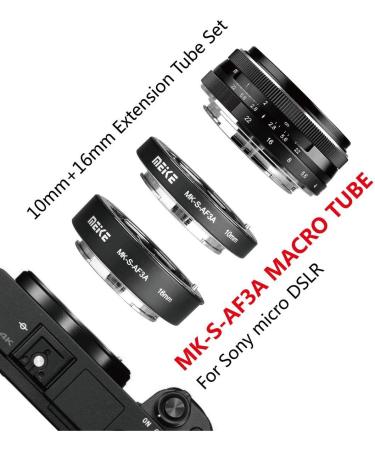 MEIKE MK-S-AF3A Metal Auto Focus Macro Extension Tube Adapter Ring (10mm+16mm) for Sony E-Mount FE-Mount Cameras - Buy Online on SooperMarket.com