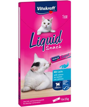 Vita power Liquid snack liquid cat snack with MSC salmon cat treats with omega3 fatty acids for healthy skin low-calorie (1x 6 pieces)