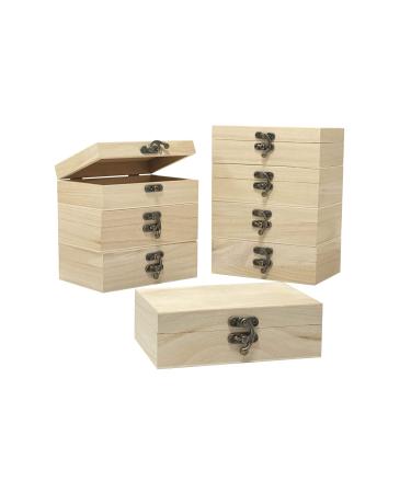 8 Pack 6 X 4 X 2 Inch Unfinished Wooden Box For Crafts Small Keepsake Box Treasure Chest Wood Jewelry Box