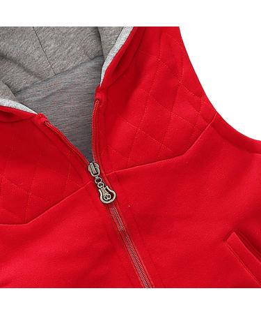 Kids Hooded Gilet Vest | Toddler Warm Sleeveless Jacket | Red | Size 5-6 Years/3'9 - 4'3 | 44-55lb - Buy Online on SooperMarket.com
