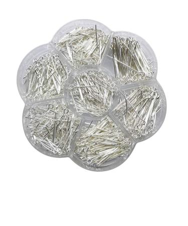 Chenkou Craft 700pcs Assorted of 7 Sizes Mix Eye Pins for Jewelry Making (Silver, Mix) Silver Mix
