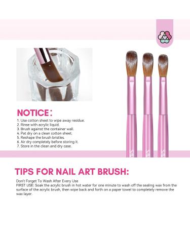 Saviland Acrylic Nail Brush Set for Beginners - 3PCS Size 14 10 6 with Pink Handle | Sturdy Kolinsky Hair for Acrylic Application & Nail Art - Buy Online on SooperMarket.com