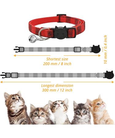 MJIYA Red Grid Dog and Cat Collar with Bell | Adjustable Plastic Buckle | Medium Size - Buy Online on SooperMarket.com