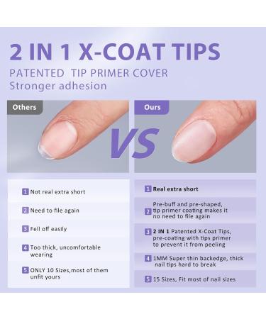 Extra Short Almond Nail Tips | BTArtbox XCOATTIPS Gel Press On Nails | Natural Matte Oval Fake Nails for Acrylic Extensions - Buy Online on SooperMarket.com
