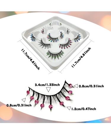5 Pairs Manga Lashes - Glitter Colored Eyelashes with Diamond Decor | Natural Look Japanese Lashes - DIY Glitter Lashes (1 oz - Buy Online on SooperMarket.com