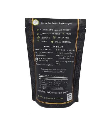 Choffy Brewed Cacao Coffee Alternative - 10 Oz Ecuador French Roast Flavor | Caffeine-Free Ground Drinking for Coffee & Dark Chocolate Lovers | Healthy Rich Chocolate Drink for Mood & Energy Boost - Buy Online on SooperMarket.com