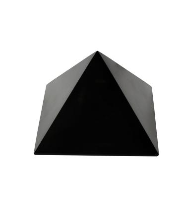 Heka Naturals Polished Shungite Pyramid Healing Crystals Gemstone | 10 cm - Home Decor Shungite Stone Crystal - Chakra Healing Meditation Pyramid for Negative Energy Protection