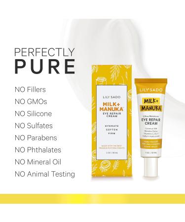 LILY SADO Milk+Manuka Eye Repair Cream - Anti-Aging Natural Gentle Formula with Coconut Milk & Manuka Honey - Reduces Puffiness & Wrinkles - 1oz - Buy Online on SooperMarket.com
