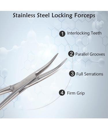 Multifunctional Hemostat Forceps 5" in Length with Curved Serrated Jaws Used as Fishing Pliers Ear Piercing Clamp and Pet Ear Nose Hair Pull Locking Tool Made of High Grade Stainless Steel - Buy Online on SooperMarket.com