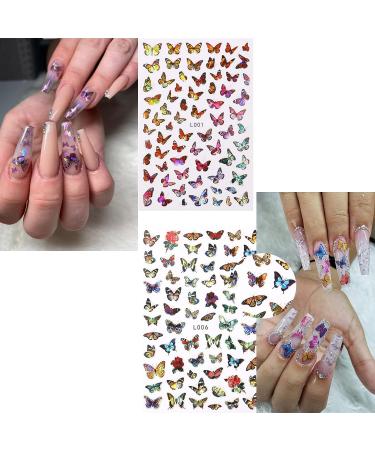 Baoximong Butterfly Nail Stickers - 8 Sheets Colorful Spring 3D Self-Adhesive Decals | Holographic Laser Design Nail Art Accessories for Women - Buy Online on SooperMarket.com