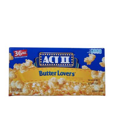 ACT 2 Butter Lovers Microwave Popcorn 5.15LB 100% Whole Grain 36 Bags Butter 2.75 Ounce (Pack of 36)