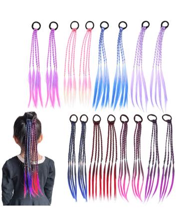 Colorful hair parts Liwein 16Pcs Colorful hair extensions colorful hair strands children color gradient girl hair part braided hair tongue for children and women
