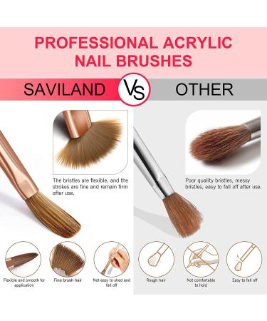 Saviland 7PCS Kolinsky Acrylic Nail Brush Set - Rose Gold Brushes for Acrylic Powder & Nail Extension Kit - Ideal for Nail Art School and Practice - Buy Online on SooperMarket.com