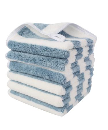 Sinland microfiber facial towels quickly drying absorbent washcloth soft make-up remover visitor 30.5 x 30.5 cm 1 piece (6-pack) Blue stripes