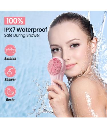 Silicone Face Scrubber Electric Facial Cleansing Brush Skincare Tools with Magnet Charger for Deep Cleaning|Gentle Exfoliating|Massaging (Pink) - Buy Online on SooperMarket.com