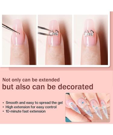 Poly Nail Gel Kit With Lamp UV 3 Color Nail Builder Gel Full Set With Chrome Nail Powder Poly Nail Extension Gel For Beginner False Nail Crystal Gels Enhancement For Women Gift (ClearWhitePink) - Buy Online on SooperMarket.com