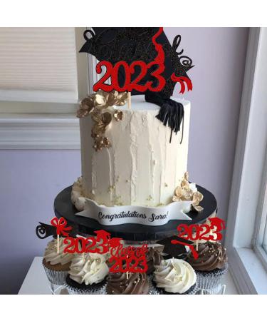 Rsstarxi 25 Pack 2023 Graduation Theme Cake Topper Class of 2023 Cupcake Toppers Glitter Class of 2023 Grad Cap Diploma Cupcake Picks 2023 Graduation Party Cake Decorations Supplies Red Design 6 Red - Buy Online on SooperMarket.com