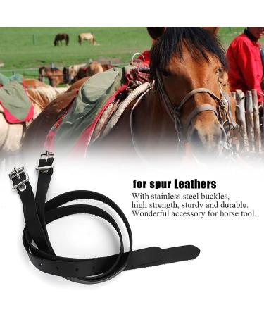 Agate Black Leather Spur Straps - 50cm/19.7in Stainless Steel Buckle Perfect for Horse Riding & High Boots | Premium Horse Accessories - Buy Online on SooperMarket.com