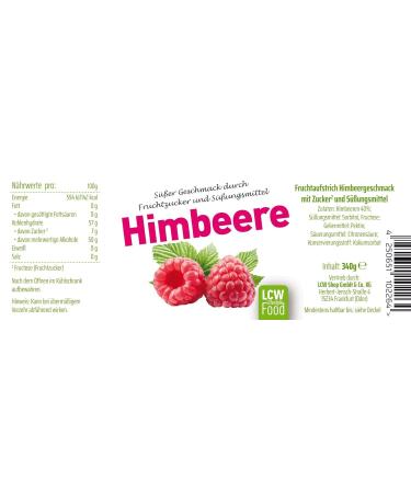 Buy LCW Raspberry Fruit Spread with Fructose & Sweeteners - 340g Glass Jar | International Shipping Available - Buy Online on SooperMarket.com