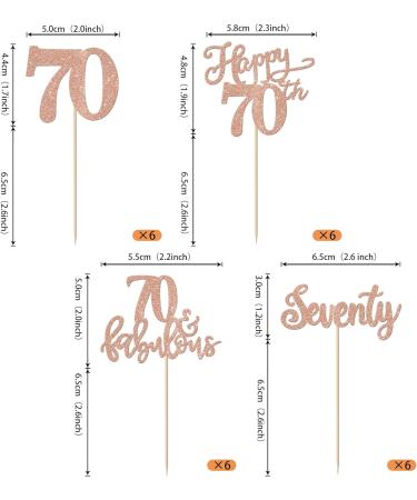 Rsstarxi 24 Pack 70th Birthday Cupcake Toppers Glitter 70 Fabulous Cake Decorations Seventy Happy 70 Birthday Cupcake Toothpicks for 70th Birthday Anniversary Party Decorations Rose Gold Design 1 70th Rose Gold - Buy Online on SooperMarket.com