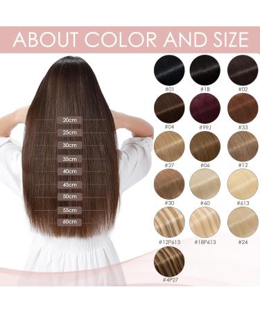 Remy Clip in Human Hair Extensions (#02 Dark Brown 14"-45 grams) One Piece Real Hair Extension Clip in 3/4 Full Head - Buy Online on SooperMarket.com