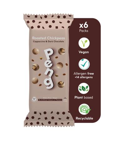 Peng Roasted Chickpeas Snack (6 x 30g) - Healthy High Protein Plant-Based Double Roasted Chickpeas Snack (Cappuccino)