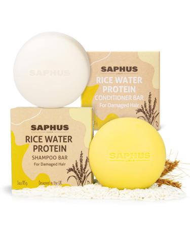Rice Shampoo Bar and Conditioner Set - Promote Hair Growth & Strengthening Paraben Free and Sulfate Free with Natural Rice Water for Men & Women Thinning Hair 2pc Set APRICOT