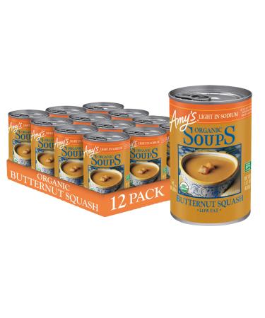 Amy's Soup, Vegan, Organic Butternut Squash, Made with Olive Oil and Garlic, Light in Sodium, Low Fat, 14.1 oz (Pack of 12)