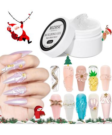 MIZHSE Clear Solid Sculpture Builder Gel Non-Stick Hand Nail Extension Gel Nail Strengthen Hard Gel 15g for Nails Art