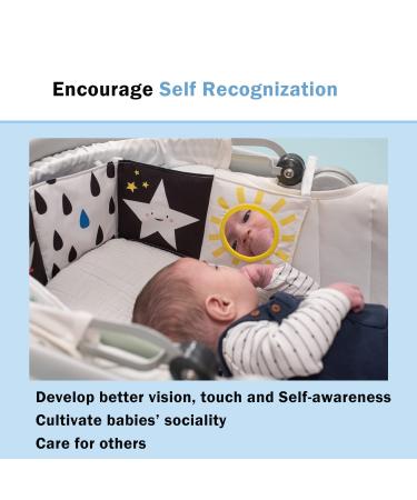 Baby Steps Angel Bear Black White High Contrast Baby Soft Cloth Book Tummy Time Toys Baby Safe Mirror Teether Early Educational for Infants Toddlers Sensory 0-3 Yrs Newborn Crinkle Book for Babies - Buy Online on SooperMarket.com