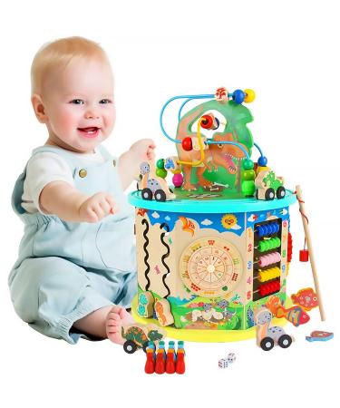 Nukied motor cubes | 12 in 1 Montessori toy from 1 year | Wood toy for toddlers Baby | Multifunctional activity cube baby and motor loop |Motor cubes baby