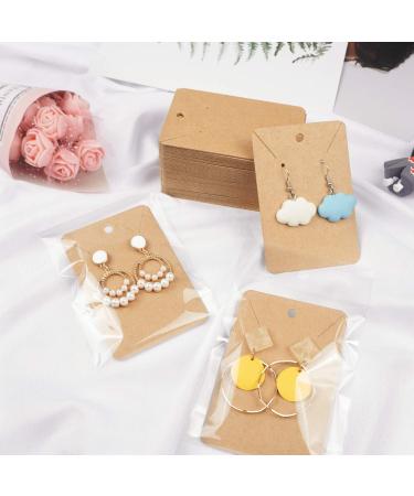 150 Earring Cards with Self-Seal Bags and Kraft Paper Tags - Brown - Buy Online on SooperMarket.com