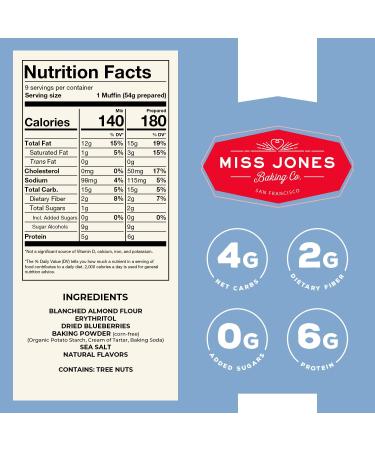 Miss Jones Baking Keto Blueberry Muffin Mix - Gluten Free, Low Carb, No Sugar Added - 10.57 oz - Diabetic, Atkins, WW, and Paleo Friendly - Buy Online on SooperMarket.com