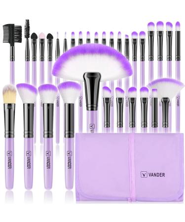Make up Brushes, VANDER Professional 32pcs Makeup Brush Set, Makeup Brushes Set Foundation Blending Cosmetic Brush Set Kit,Purple