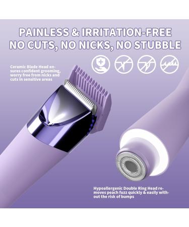 Buy Bikini Trimmer for Women - 2 in 1 Electric Shaver & Waterproof Pubic Hair Remover - USB-C Charging Painless with Dual Lights in Purple - Buy Online on SooperMarket.com