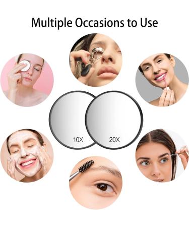 Funtopia 20X/10X Magnifying Mirror and Tweezers Kit with Compact Design - Perfect for Makeup, Eyebrow Tweezing, and Blemish Removal - Includes 2 Suction Cups - Travel-Friendly (3.5 Inch Black) - Buy Online on SooperMarket.com