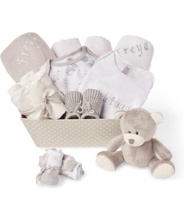 Personalised Baby Girl Gift Set - Newborn Essentials and Hamper for Baby Girl - Grey - Buy Online on SooperMarket.com