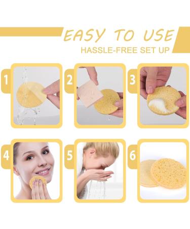 20 Natural Cellulose Facial Sponges for Cleansing and Exfoliating - Round Yellow Sponge Set - Buy Online on SooperMarket.com