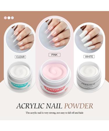 PEACECOLOR 6PC 8G Acrylic Powder Set Clear Pink White Nude Orange Dark Pink Color Collections Professional for Acrylic Nail Extension Carving Nails DIY Nail Art at Home No Lamp Needed XA-46 - Buy Online on SooperMarket.com