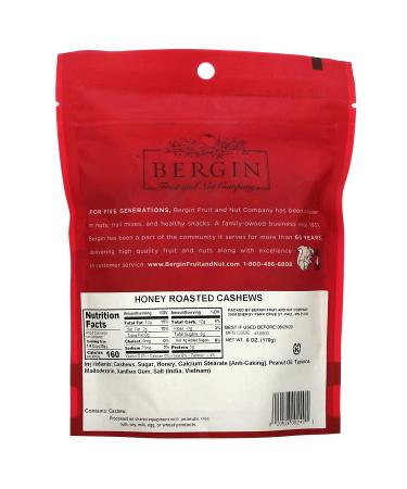 Honey Roasted Cashews 6 oz - Bergin Fruit and Nut Company | Best Snacks Online - Buy Online on SooperMarket.com